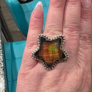 Star-Shaped Silver and Ring sz10